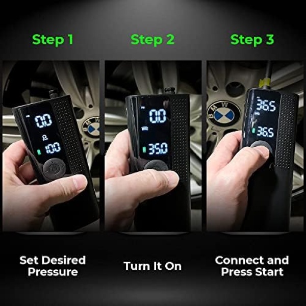 Airmoto Tire Inflator Portable Air Compressor/Pump for Car Tires w/Digital Tire - Image 5