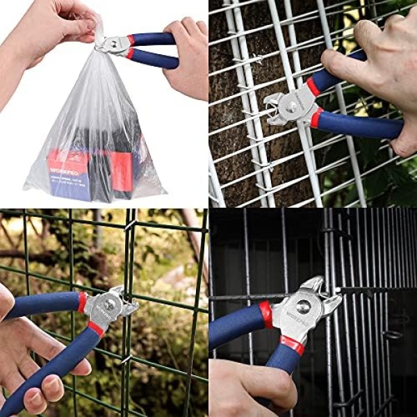 WORKPRO Hog Ring Pliers with 500 Pcs 3/4" Hog Rings, Galvanized Steel Hog Rings - Image 7