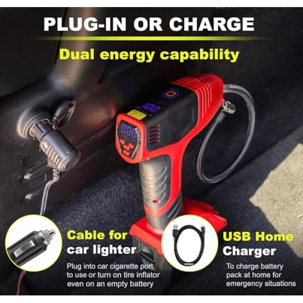 Bullseye Portable Air Compressor Tire Inflator, Handheld Electric Air Pump - Image 3