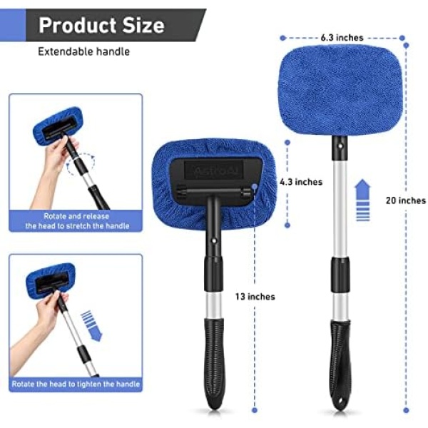 AstroAI Windshield Cleaner, Microfiber car Window Cleaner with 4 Reusable - Image 2