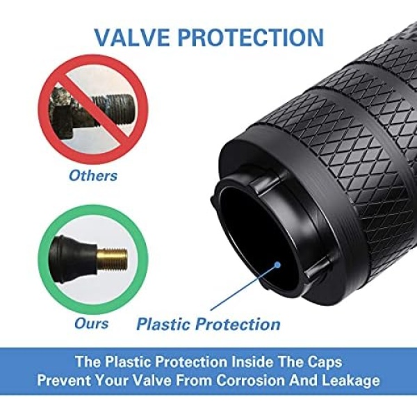CKAuto Tire Valve Stem Caps, Black, 4 pcs/Pack, Anodized Aluminum Tire Valve Cap - Image 3