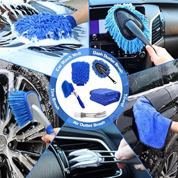 62'' Car Wash Brush Kit Mitt Mop Sponge with Long Handle, 1 Chenille - Image 5