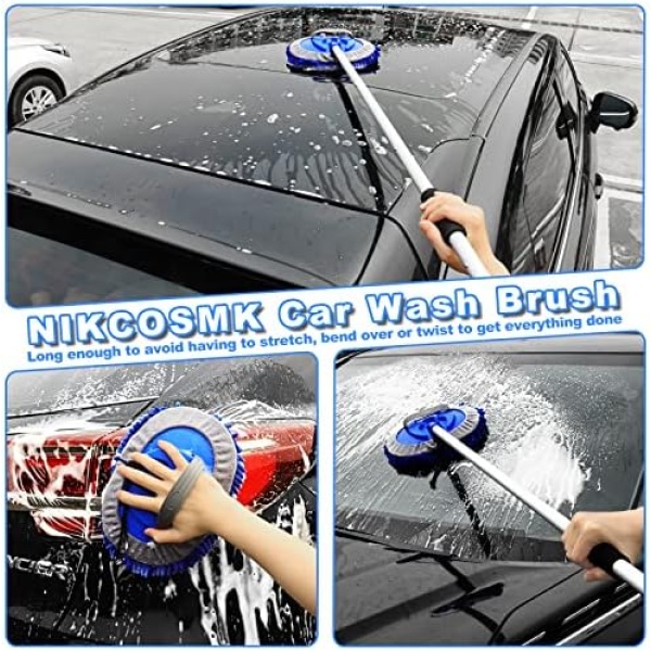 62'' Car Wash Brush Kit Mitt Mop Sponge with Long Handle, 1 Chenille - Image 2